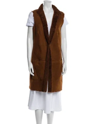 Pre-owned Akris Punto Shearling Colorblock Pattern Coat In Brown