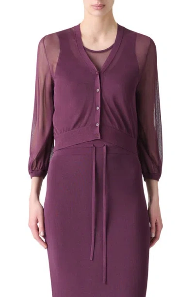 Akris Punto Sheer Crop Cardigan In Purple