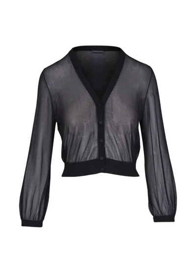 Akris Punto Sheer Cropped Cardigan In Black