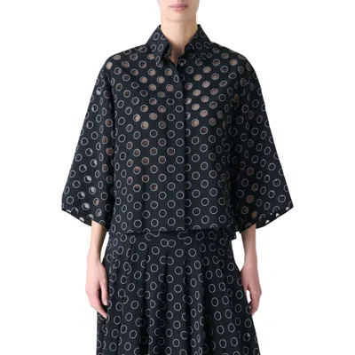Akris Punto Sheer Polka Dot Button-up Shirt