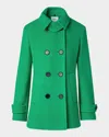 Akris Punto Short Double-breasted Wool Coat In Sea Green