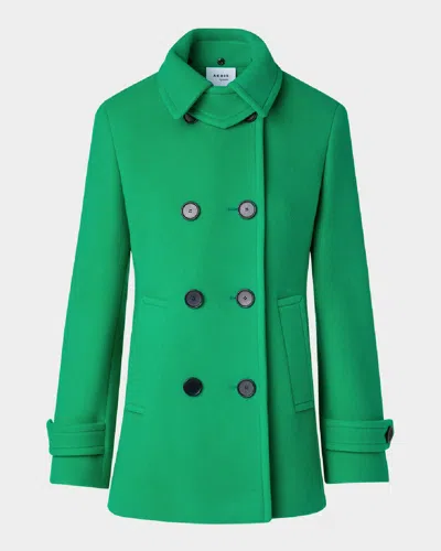 Akris Punto Short Double-breasted Wool Coat In Sea Green