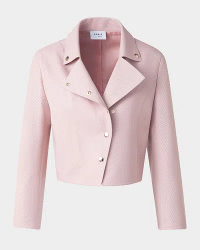 Akris Punto Short Moto Pin Dot Leather Jacket In Rose