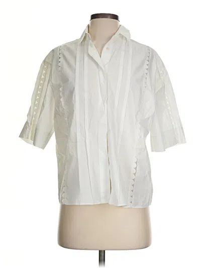 Pre-owned Akris Punto Short Sleeve Blouse In Ivory