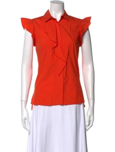 Pre-owned Akris Punto Short Sleeve Blouse In Orange