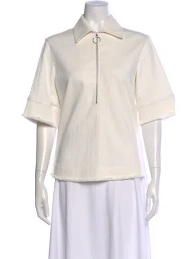Pre-owned Akris Punto Short Sleeve Blouse In White