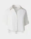 Akris Punto Short-sleeve High-low Button-down Blouse In Cream