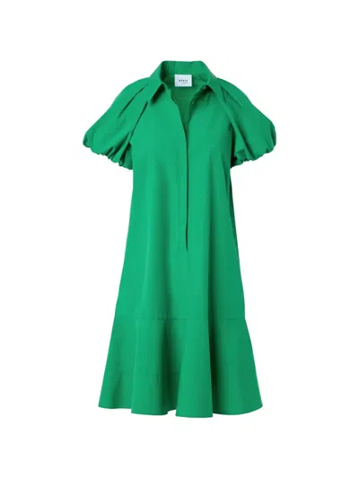 Akris Punto Short-sleeve Midi Dress In Green