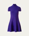 Akris Punto Short-sleeve Milano Knit Fit-and-flare Mini Dress In Blue