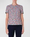 Akris Punto Short Sleeve Tweed Top In Multi In Multi