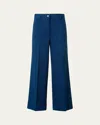 Akris Punto Signature Dot Application Denim Wide Leg Pants In Blue