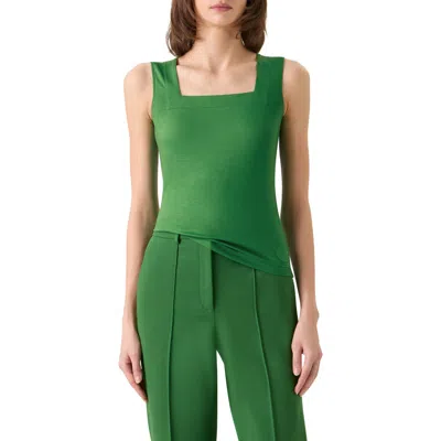 Akris Punto Signature Dot Square Neck Stretch Modal Tank In Green