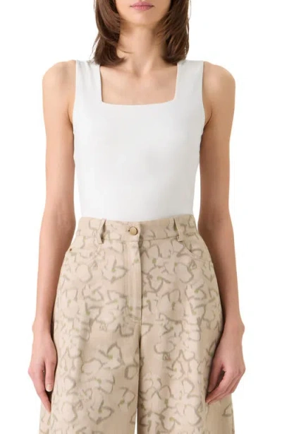 Akris Punto Signature Dot Square Neck Stretch Modal Tank In White