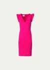 Akris Punto Signature Jersey Midi Dress With Ruffle Details In Pink