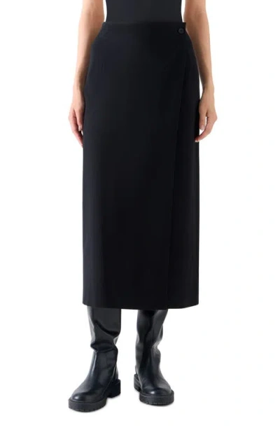 Akris Punto Signature Jersey Wrap Midi Skirt In Black