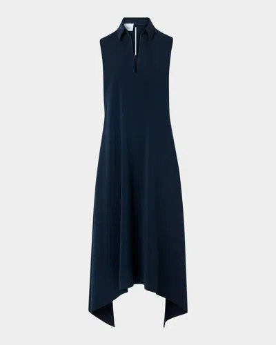 Akris Punto Signature Lasercut Crêpe Midi Dress In Navy