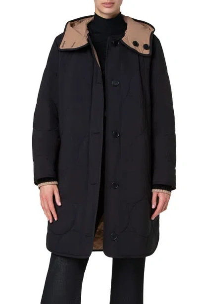 Akris Punto Signature Techno Dot Quilt Reversible Parka In Black-caramel