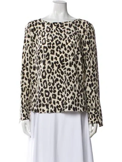 Pre-owned Akris Punto Silk Animal Print Blouse In Blue