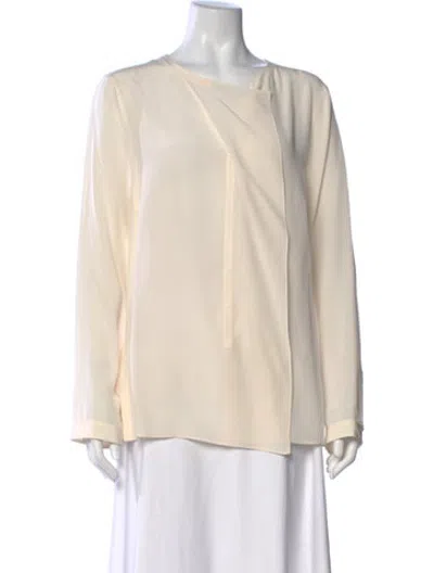 Pre-owned Akris Punto Silk Asymmetrical Blouse In Neutrals