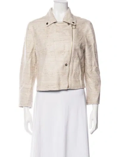 Pre-owned Akris Punto Silk Biker Jacket In Neutrals