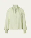Akris Punto Silk Crepe De Chine High-neck Blouse In Green