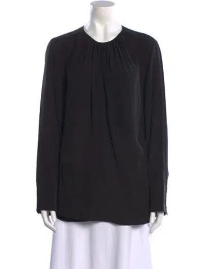 Pre-owned Akris Punto Silk Crew Neck Blouse In Black