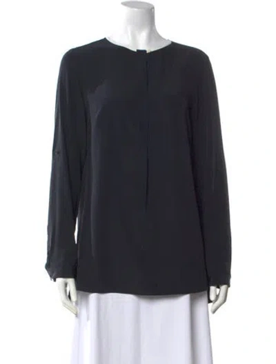 Pre-owned Akris Punto Silk Crew Neck Blouse In Black