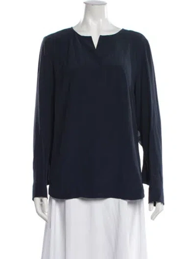 Pre-owned Akris Punto Silk Crew Neck Blouse In Blue