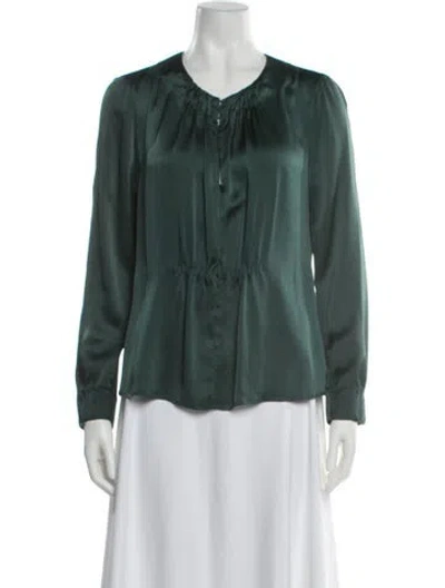 Pre-owned Akris Punto Silk Crew Neck Blouse In Green