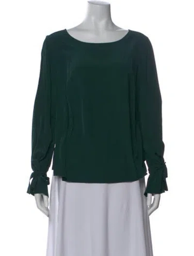 Pre-owned Akris Punto Silk Crew Neck Blouse In Green