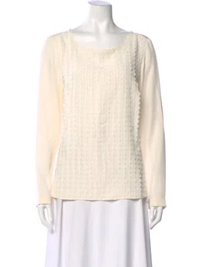 Pre-owned Akris Punto Silk Crew Neck Blouse In Neutral