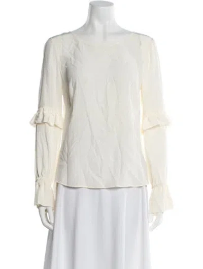 Pre-owned Akris Punto Silk Crew Neck Blouse In White