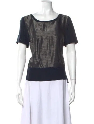 Pre-owned Akris Punto Silk Crew Neck Top In Blue