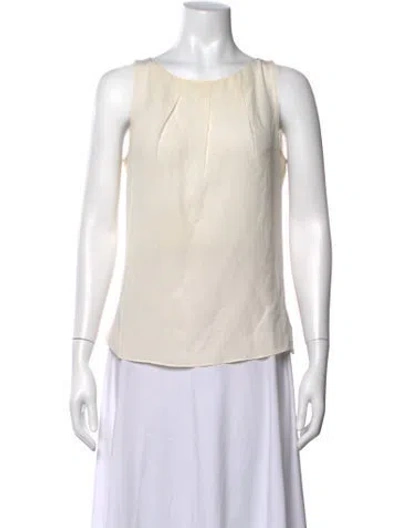 Pre-owned Akris Punto Silk Crew Neck Top In Neutrals