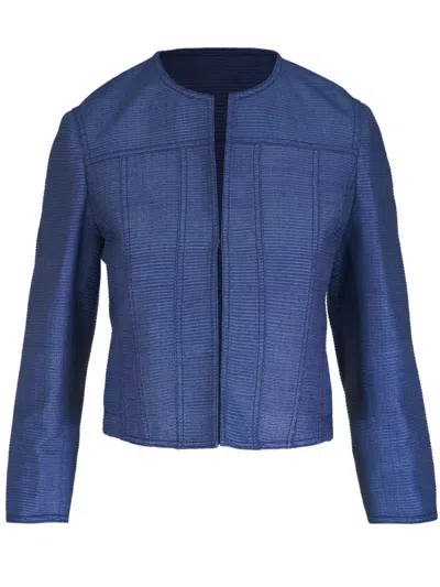 Akris Punto Silk Fitted Jacket In Blue