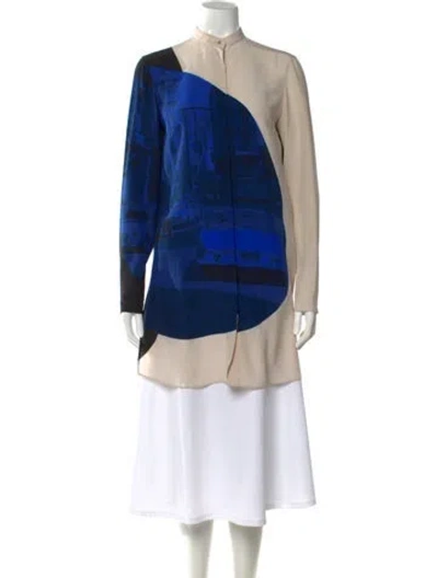 Pre-owned Akris Punto Silk Graphic Print Tunic In Blue