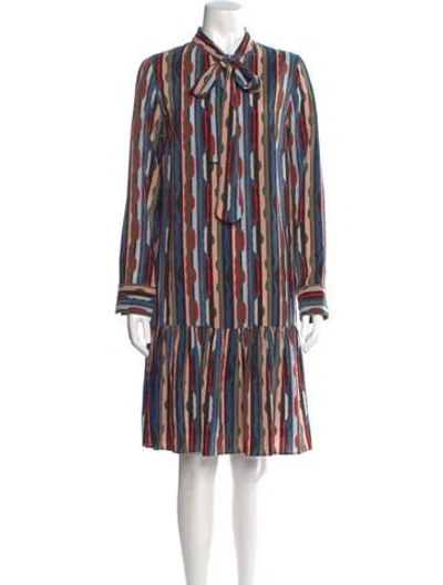 Pre-owned Akris Punto Silk Knee-length Dress W/ Tags In Multi