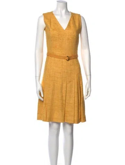 Pre-owned Akris Punto Silk Knee-length Dress In Yellow
