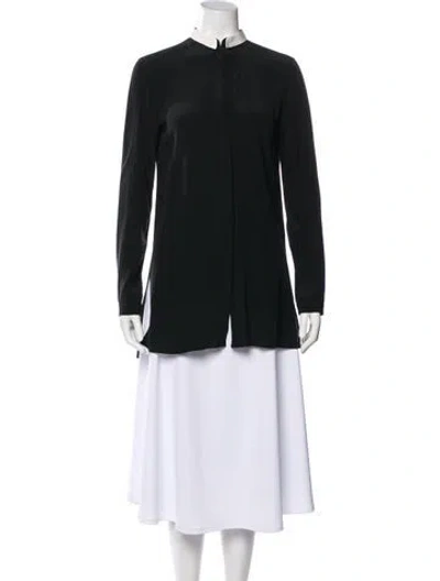 Pre-owned Akris Punto Silk Long Sleeve Blouse In Black
