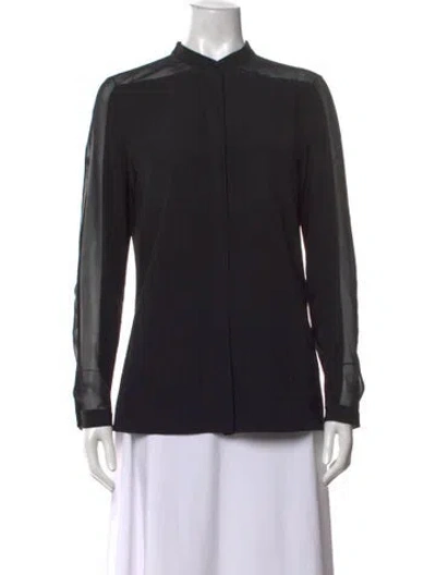 Pre-owned Akris Punto Silk Long Sleeve Blouse In Black