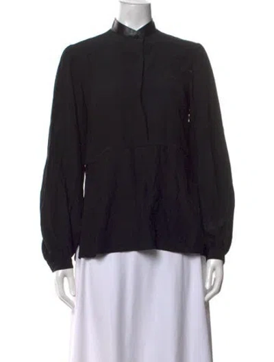 Pre-owned Akris Punto Silk Long Sleeve Blouse In Black