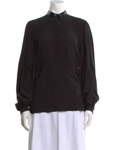 Pre-owned Akris Punto Silk Long Sleeve Blouse In Black
