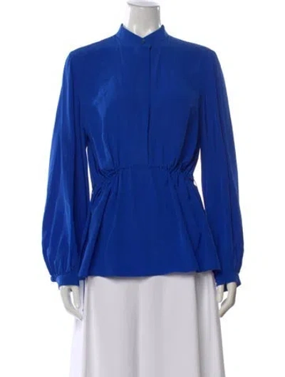 Pre-owned Akris Punto Silk Long Sleeve Blouse In Blue