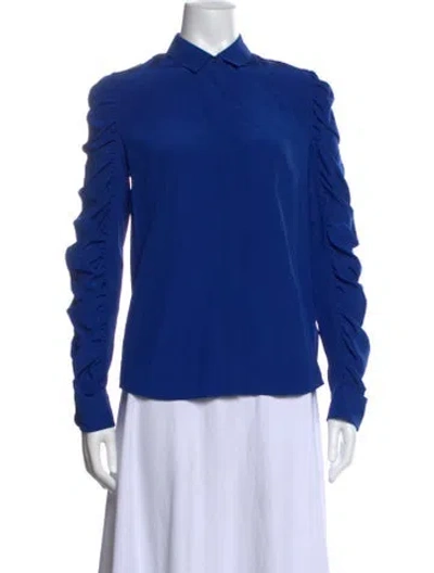 Pre-owned Akris Punto Silk Long Sleeve Blouse In Blue
