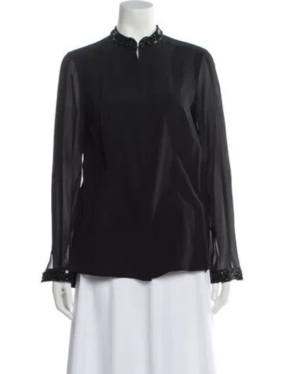 Pre-owned Akris Punto Silk Long Sleeve Blouse In Gray