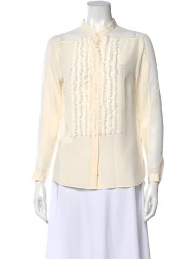 Pre-owned Akris Punto Silk Long Sleeve Blouse In Neutral