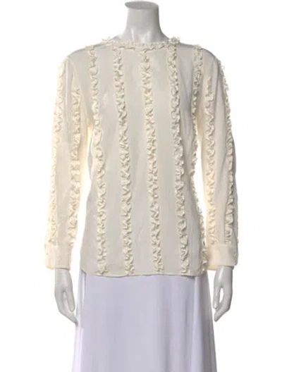 Pre-owned Akris Punto Silk Long Sleeve Blouse In Neutral
