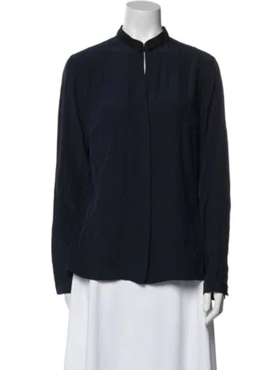 Pre-owned Akris Punto Silk Long Sleeve Button-up Top In Multi