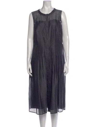 Pre-owned Akris Punto Silk Midi Length Dress In Blue
