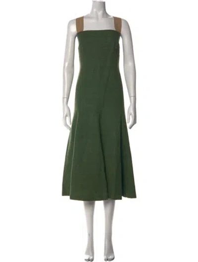 Pre-owned Akris Punto Silk Midi Length Dress In Green